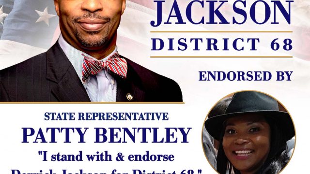 State Representative Patty Bentley endorses Derrick Jackson for District 68!